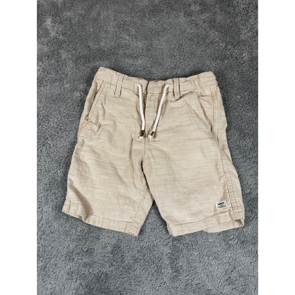 H&M Boys Beige Textured Cotton Chino Shorts Size 6x 7 Drawstring Waist